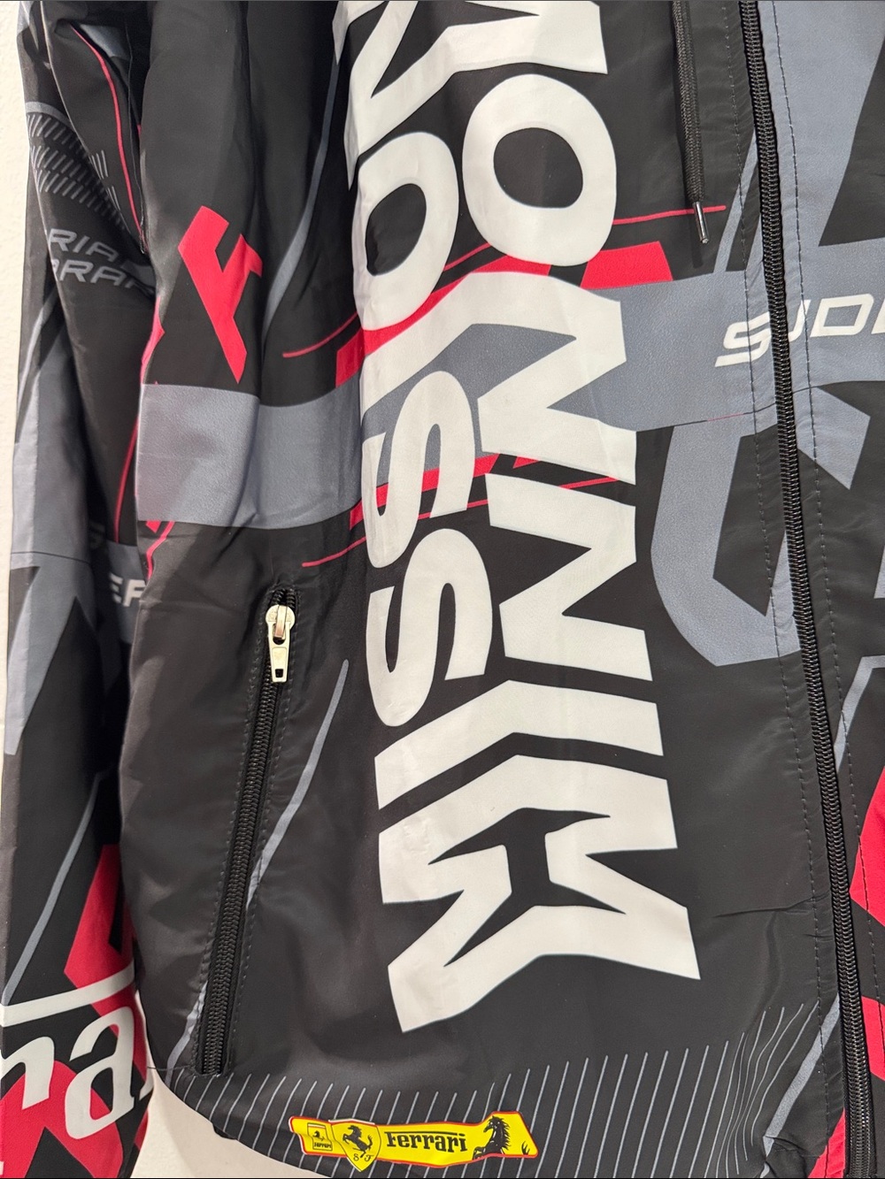 Ferrari Black Jacket with Red & Gray Racing Graphics - Picture 5 of 10